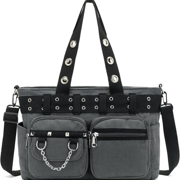Handbags - Corduroy Tote Bag Goth Bags for Women Large Gothic Goth Purse for College Work O